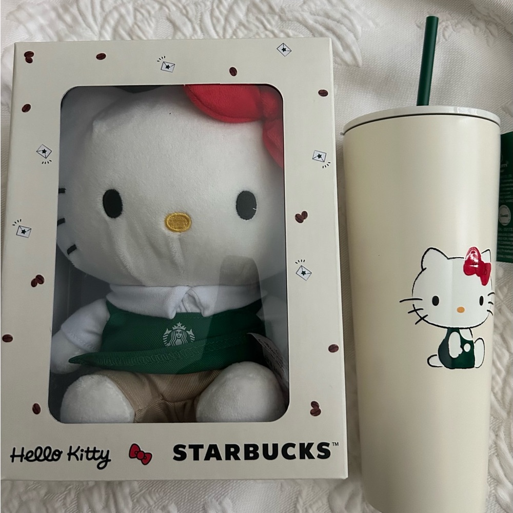 Starbucks Hello Kitty Plush and Cream Tumbler Set